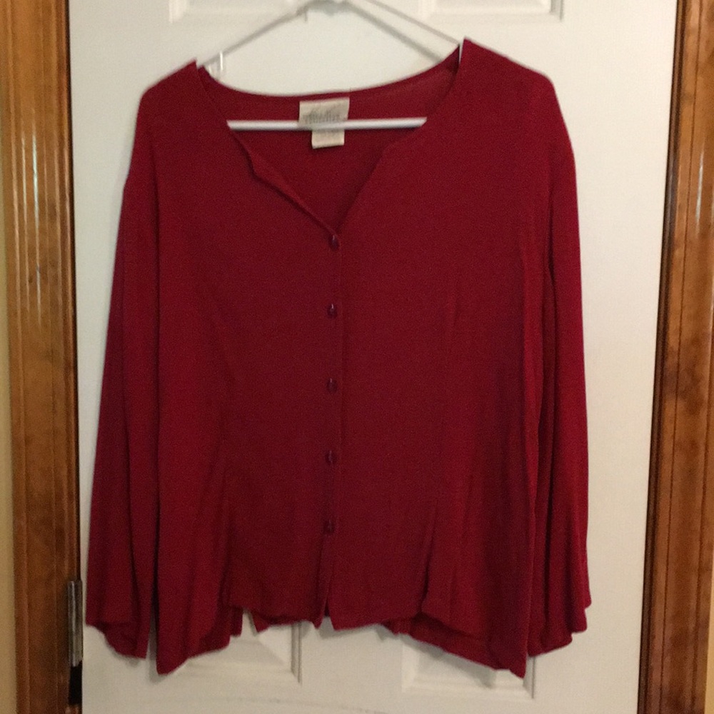 Kathie Lee Collection Button-up Maroon Blouse